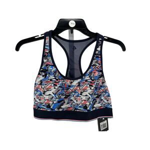 Fourlaps Women's Confetti Camo Blue Navy Circuit Sports Bra Size Large NEW